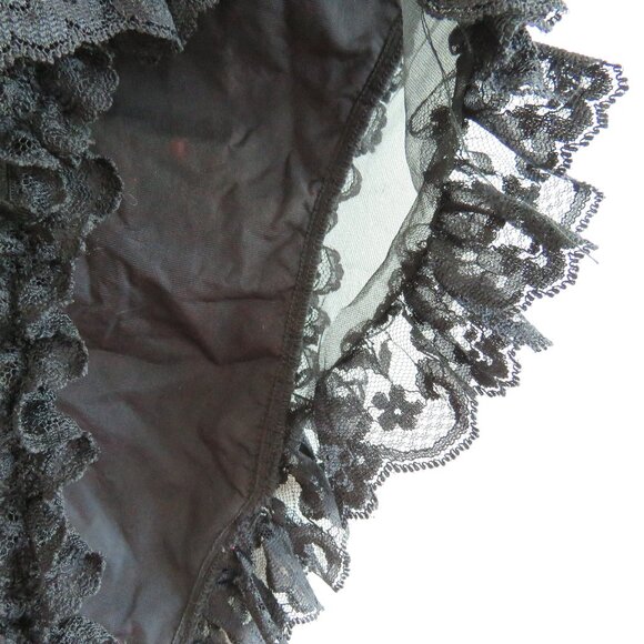 VINTAGE EMIL BOLE Lace Ruffle Black Mesh Velvet Metallic Bodysuit Teddy Goth - Picture 12 of 15